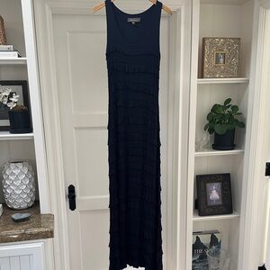 Charlotte Tarantola Navy Ruffle Maxi Dress